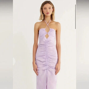 Rumer Australia Estelle Halter Linen Maxi Dress Lilac Small Contemporary NWT